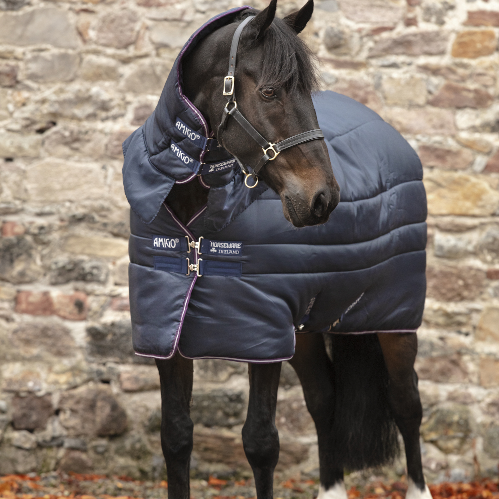 Couverture Pour Cheval Horseware Mio All In One 350g - Bleu Foncé/Rouge, Taille 6'3", Imperméable
