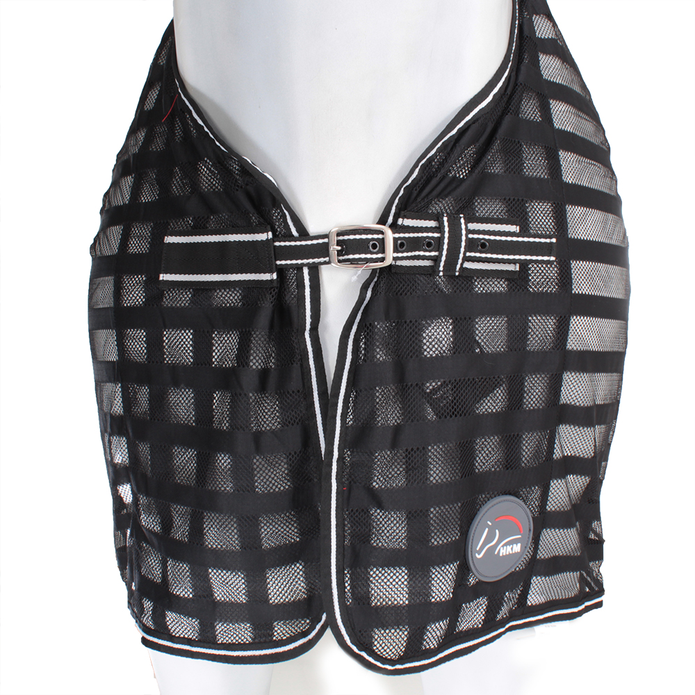 HKM Extension De Poitrine Pour Couverture Anti-Mouches – Noir/Blanc, Réglable, Pour Chevaux Avec Poitrail Et Épaules Prononcés