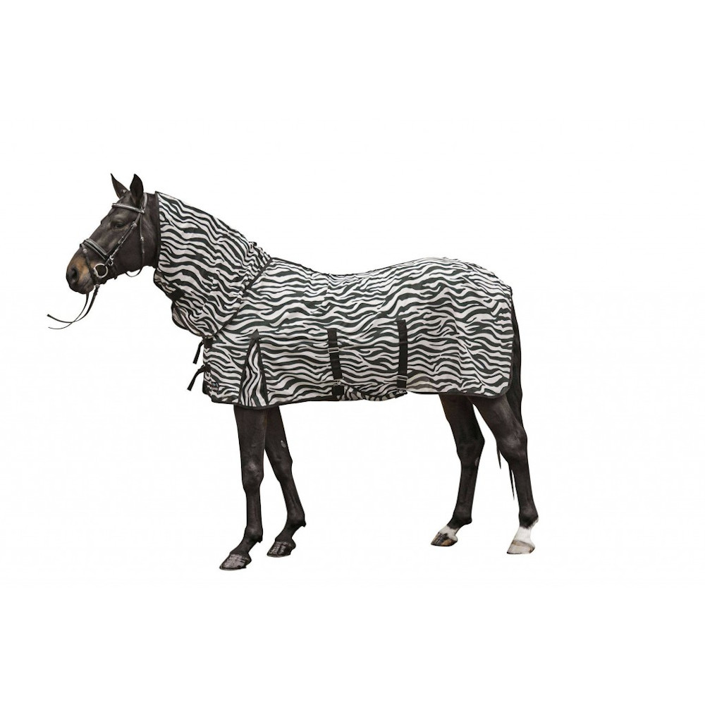 Couverture Anti-mouches Lyon HKM 7076 - Avec Partie Cou Semi-rigide - Protection Pâturage Et Paddock