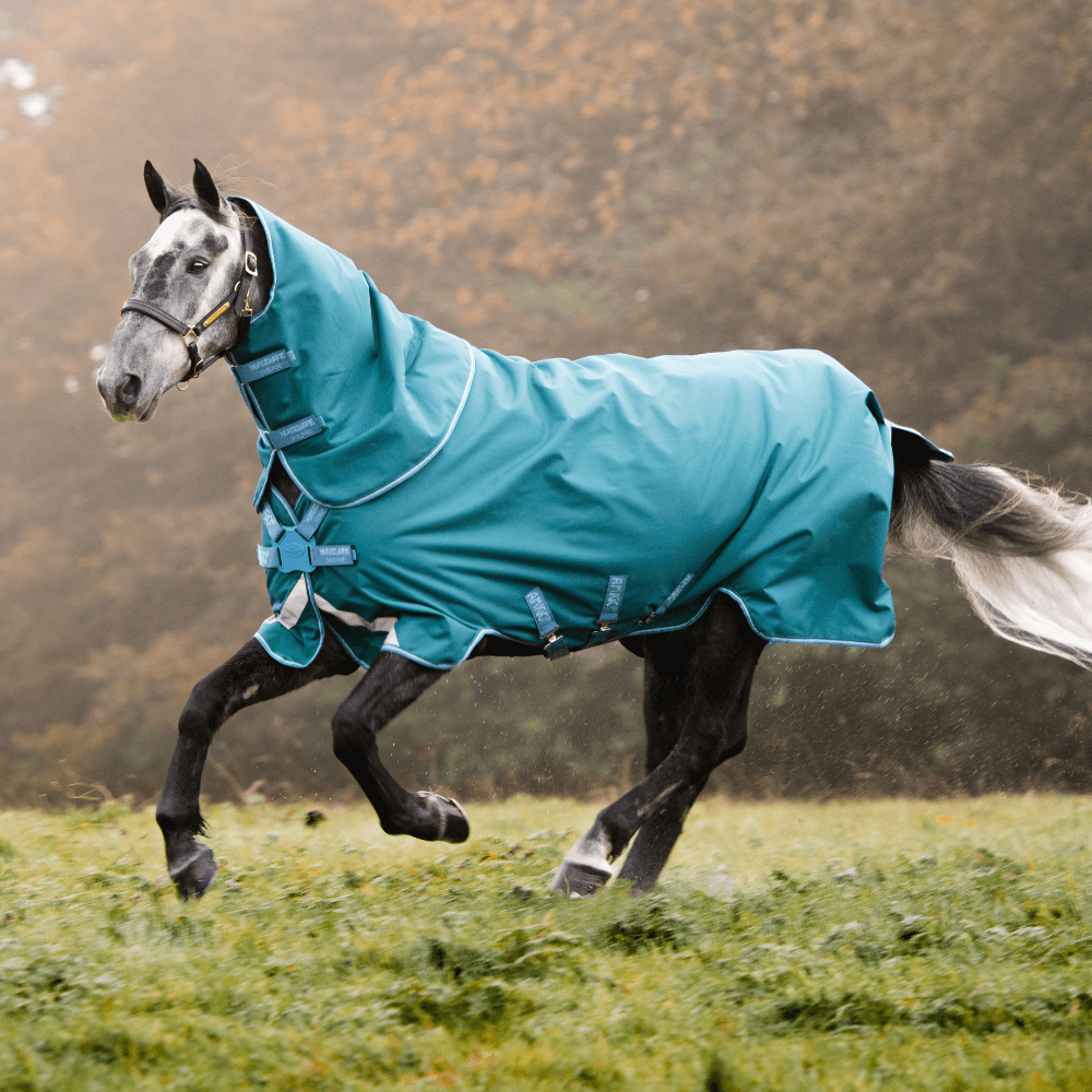 Couverture De Pluie Pour Cheval Horseware Amigo Bravo 12 - 100g - Couleur Or Marine - Imperméable - Neuf