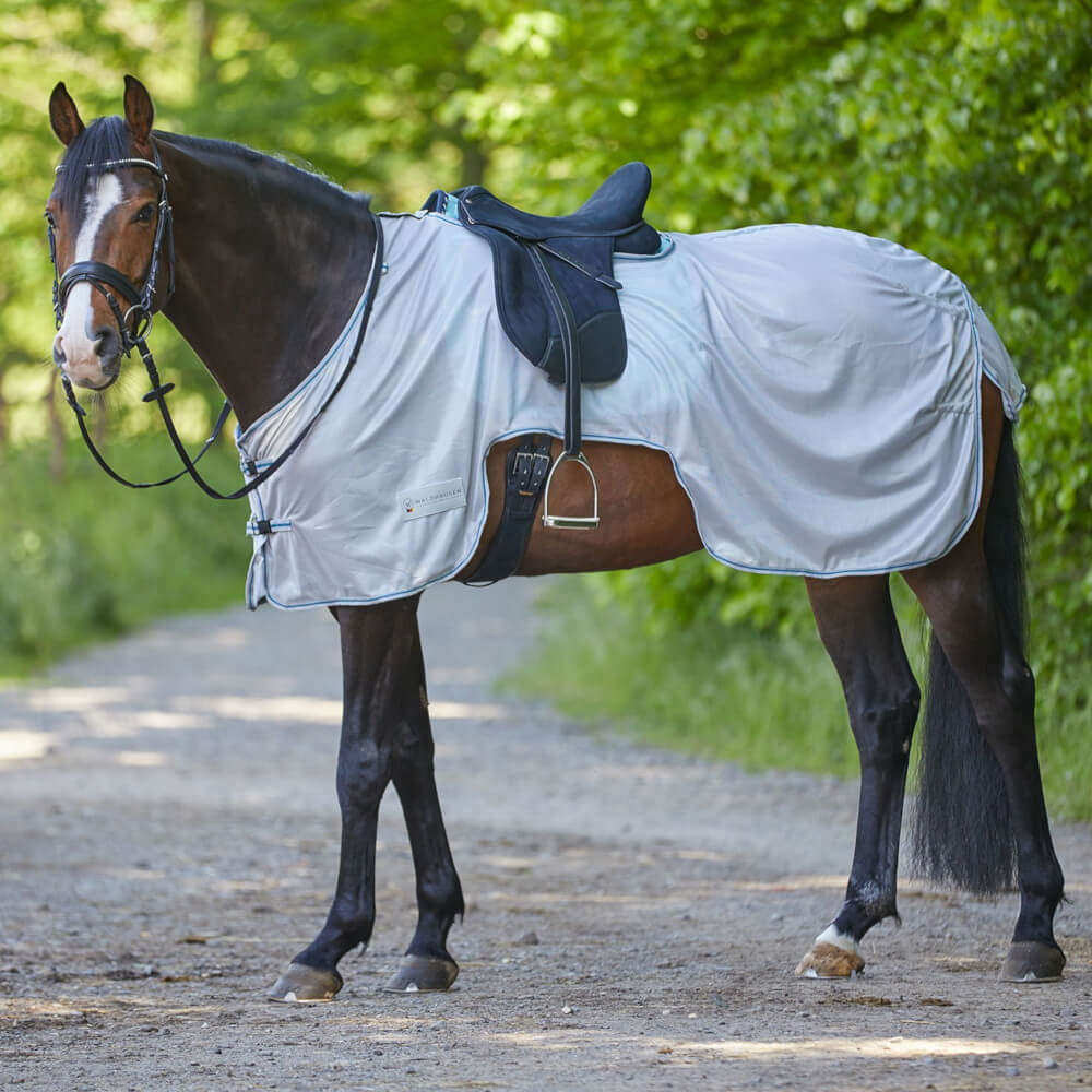 Couverture Anti-mouches Pour Cheval Waldhausen Protect - 125 Cm, Gris Argent, Sangle Ventrale